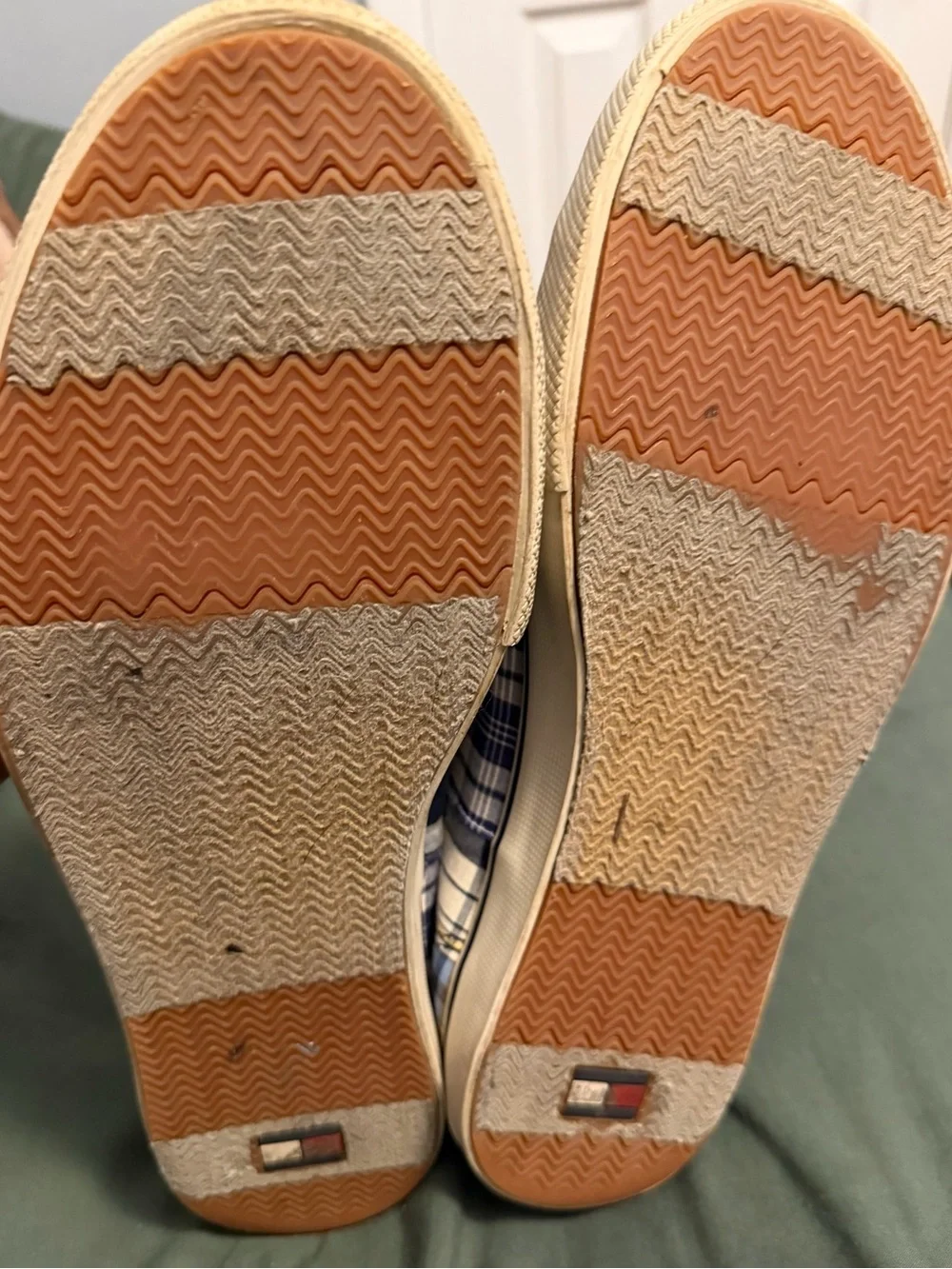 Tommy Hilfiger Men's Blue, White & Yellow Plaid Slip-On Loafers